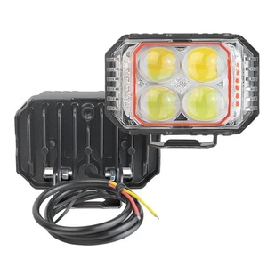Motorcycle Auxiliary LED Fog Light Dual Color 27W White Yellow IP65 Waterproof - Picture 1 of 10