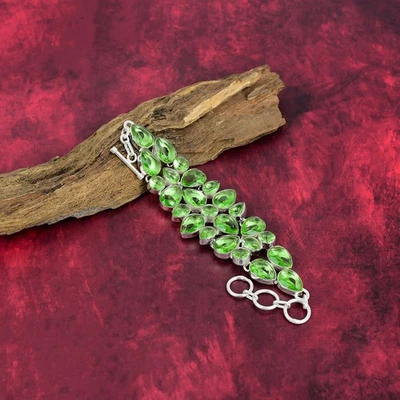 Handmade Tsavorite Green Garnet Bracelet | Sterling Silver Gemstone Jewelry - Image 1 of 4