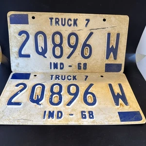 Indiana Movie TV Prop Raised Plastic License Plates Set Truck 1968 - Picture 1 of 7