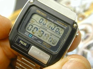 SEIKO PULSE METER ALARM CHRONOGRAPH S229-5019 Vintage EXCELLENT CRYSTAL - Picture 1 of 12