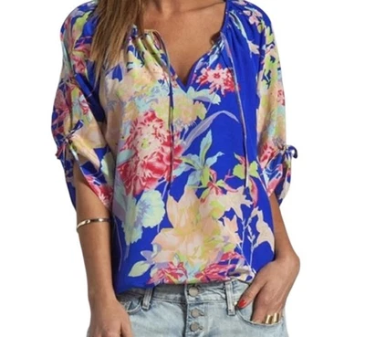 Top Anthropologie Yumi Kim para mujer mediano 100 % seda floral bohemio colorido Foto 1 de 4