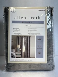 Allen Roth Blackout Yaman Grommet Top Panel Charcoal 50x95in - Picture 1 of 11