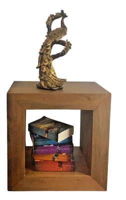 Side Table | Hollow Mango Wood Coffee/Telephone/Lamp/Bedside/End Tall Hand Made - Image 1 of 4