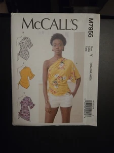McCall's M7955 Draped, One Shoulder Tops w Side Drawstring Pull Sz XS-M UNCUT - Picture 1 of 3