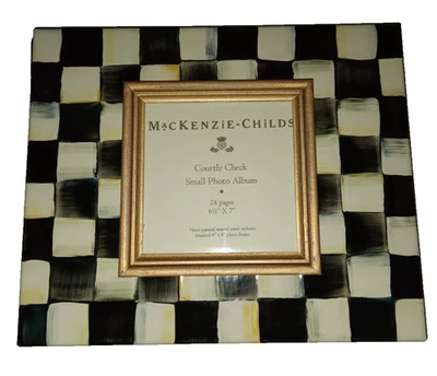 Retired Mackenzie Childs Courtly Check Enamel Photo Book Album & Frame - Image 1 of 4