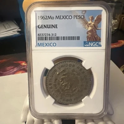 MEXICO 1962 Mo 10% SILVER .100 PESO NGC GENUINE SLAB - Image 1 of 4