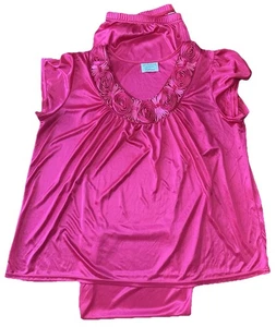 Conjunto de pijama Latí Fashion XL rojo cereza rosa manga corta top pantalones largos usado en excelente estado - Imagen 1 de 9