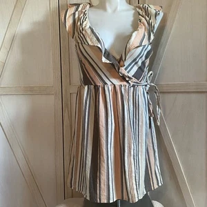 NEW NWOT BeBop Juniors Pink Gray Striped Wrap Summer Dress XL X-Large - Picture 1 of 3