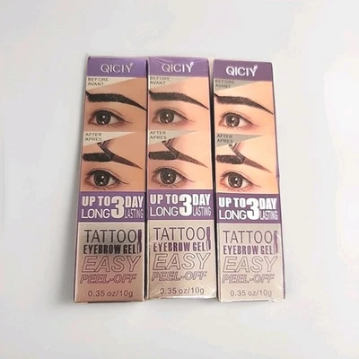 Tattoo Peel-Off Semi-Permanent Brow Tint Waterproof Eyebrow Gel 3pk. Free Ship! - Image 1 of 4