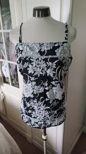 Gorgeous Bhs Black And White Floral Camisole Top Size 18 - Picture 1 of 6