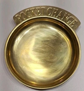 Vassoio portapiatti metà secolo moderno ottone massiccio "cambio tasca" arredamento vintage - Foto 1 di 3