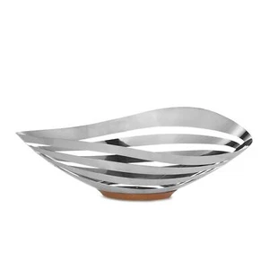 Nambe Pulse Collection Bread and Fruit Serving Bowl, Stainless Steel - Silver - Picture 1 of 8