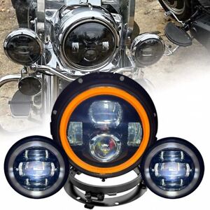 7" LED Headlamp+4.5" Fog Light for Harley Fat Boy Street Glide Touring Road King