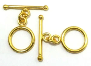 5 SET 15X26MM SOLID COPPER BALI TOGGLE CLASP 18K GOLD PLATED 588 ATL-191 - Picture 1 of 1