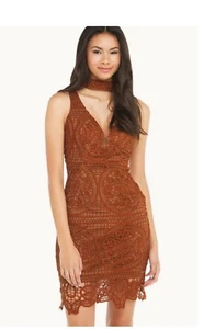 Gorgeous sexy elegant Holiday brown cutout lace dress NEW SMALL AKIRA - Picture 1 of 3