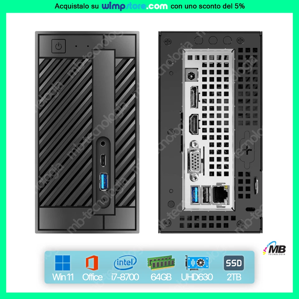 ASROCK DESKMINI 310 MINI PC i7 RAM 64GB DDR4 SSD 2TB NVME WI-FI WIN 11 OFFICE - Imagen 1 de 4
