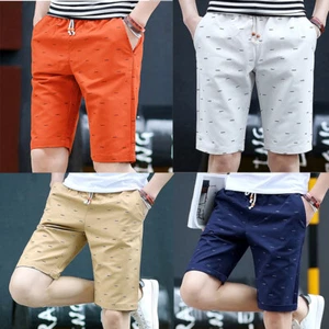 Pantalones Cortos Deportivos Informales Chinos Verano Playa Joggers Pantalones Sarga Algodón Calce Ajustado - Imagen 1 de 18