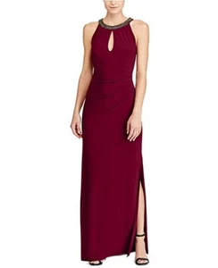 $190 Lauren Ralph Lauren abito da sera buco della serratura rosso 4 - Foto 1 di 2