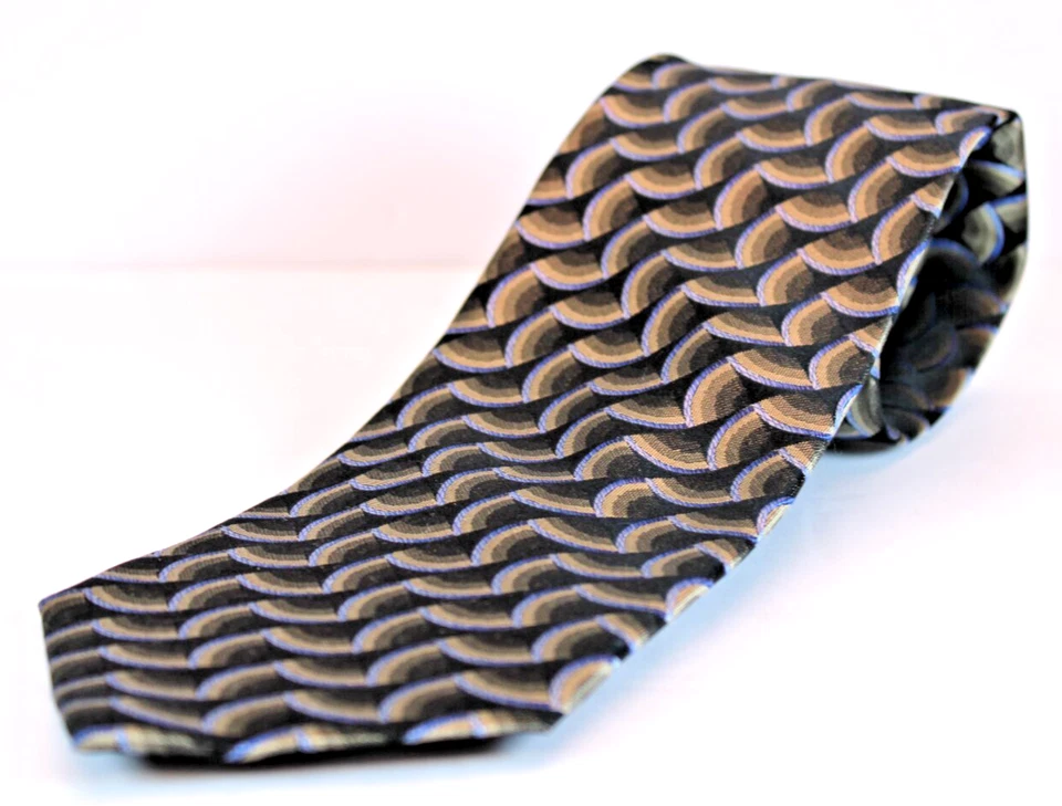 Corbata de seda clásica de colección Joseph Feiss para hombre 62x4 negra/azul geométrica de diseñador Foto 1 de 4