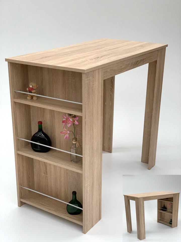 Bartisch Sonoma eiche hell Stehtisch Küchentresen120x60cm mit Alu Stangen
