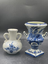 2X Krug / Urne / Vase / Alt Blau Delft Porzellan Vintage Keramik Handgefertigt
