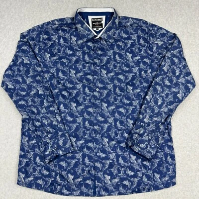 Barabas Shirt Men's 3XL XXXL Blue Geometric Classic Fit Long Sleeve Button Up - Image 1 of 4