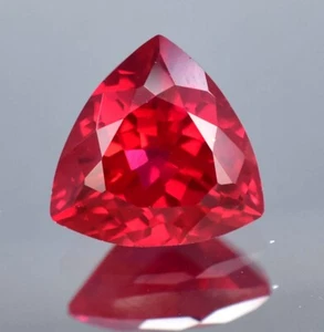 AAA+ Natural Mozambique Blood Red Ruby Trillion Cut Loose Gemstone Certified - Picture 1 of 9
