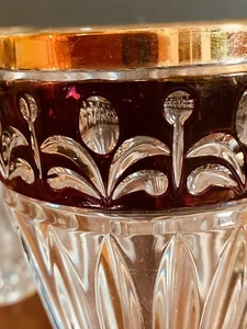 "Alemania Occidental Cristal de Plomo Oro Púrpura Borde 4 - Vasos 6" - Imagen 1 de 7