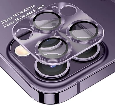 For iPhone 14 Pro Max Alloy Metal Tempered Glass Full Camera Lens Protector - Image 1 of 4