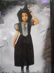 Costume streghe e maghi bambina strega regale vestito e cappello Halloween taglia XSmall3-4 - Foto 1 di 12