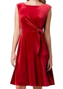 Tahari Arthur S. Levine ASL neu mit Etikett $ 129 einfarbig rot Samt Tie Taille Kleid Größe 8 - Bild 1 von 10