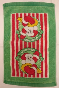 VTG FRANCO COTTON FINGERTIP TOWEL CHRISTMAS SANTA 11 X 18 - Picture 1 of 4