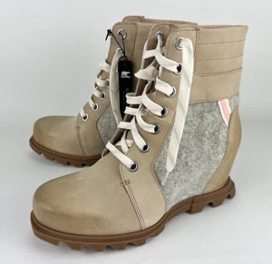 Sorel Women Boots Joan of Arctic Lexie III Wedge Natural Tan Size 9.5 - Picture 1 of 22