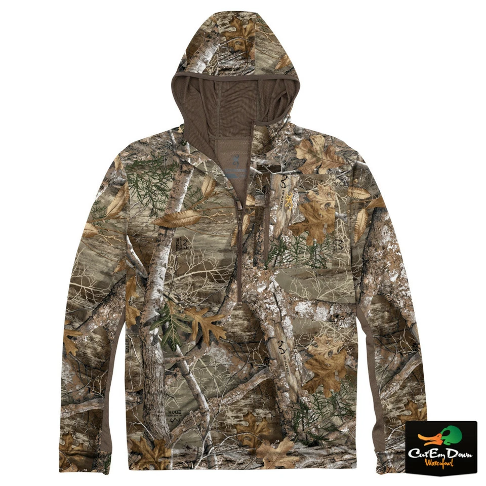 Browning Early Season Hooded Shirt 3/4 Zip Size Large.