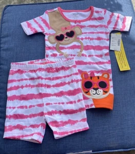 Gymboree Girls Size 4T monkey tiger Gymmies Pajama Set Snug-Fit Summer NWT - Picture 1 of 5