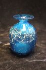 Alte schwere Glas Vase blau mit Verzierungen im Glas signiert Mira 06 11x8cm 