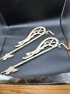 Pair Antique Victorian Art Deco Ornate Cast Swing Arm Curtain Rods - No Brackets - Picture 1 of 5