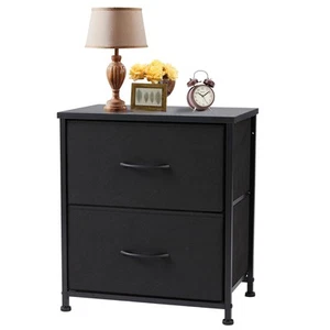 Nightstand Small Dresser with 2 Fabric Drawers Side Bedroom End Table Kids Be... - Picture 1 of 4