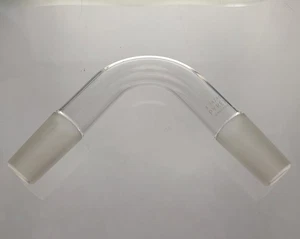 Pyrex England, 75 Degree Distillation, Borosilicate Glass Bent Adapter, 24/40 - Picture 1 of 4