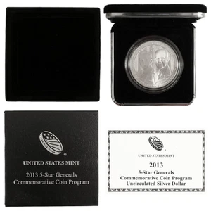 2013 W 5 Star Generals BU Commem 90% Silver Dollar OGP & COA - Picture 1 of 7