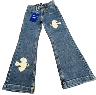 Jeans Mini Rodini X Wrangler Niñas 5-7 Años (Talla 6-7) Peace Dove Denim Acampanado Foto 1 de 4