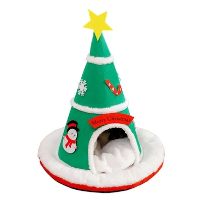 Cat Tent Bed Christmas Tree Anti-Slip Washable Soft Sleeping Kitten Bed  - Image 1 of 4