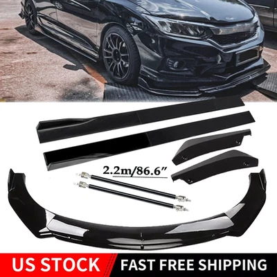 For Honda City 2010-22 Front Bumper Lip Spoiler + Side Skirts + Rear Lip Foto 1 de 4