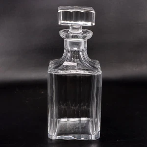 Coppia Bottiglie Cristallo Square Italian Whiskey Decanter 9 1/2" Crystal Glass  - Picture 1 of 6