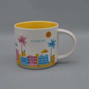2013 Starbucks Florida Mug Cup Retro Shuttle Flamingo Pink Blue Yellow 14oz - Picture 1 of 11