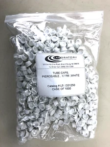 Laboratory Tube Caps 13mm Pierceable, white; LS-1331250 - Bag approx. half used. - Picture 1 of 6