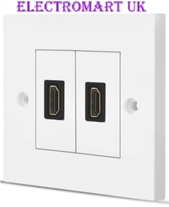 HDMI DOUBLE HIGH SPEED ETHERNET 2 PORT MODULAR WALL PLATE SOCKET 4K - Picture 1 of 2