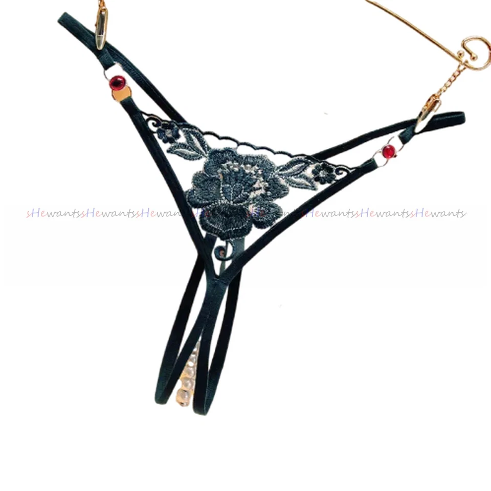 String Tanga ouvert sexy Panty offen Sex Slip Dessous Hipster Perlen XXX Porno - Bild 1 von 2