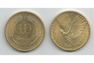 ¡Juego de 19 Monedas Chilenas KM191 (U) 10 Centesimos (Diseño Cóndor) de Chile! 🇨🇱 - Imagen 1 de 1