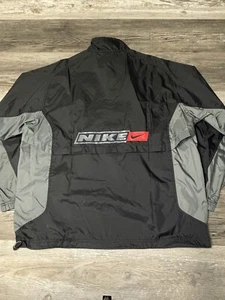 Vintage Y2K Nike Silver Tag Color Block Windbreaker Jacket Cinch Cord Size L - Picture 1 of 7